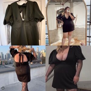 NWT Black Mini Dress with Rhinestone Sleeves